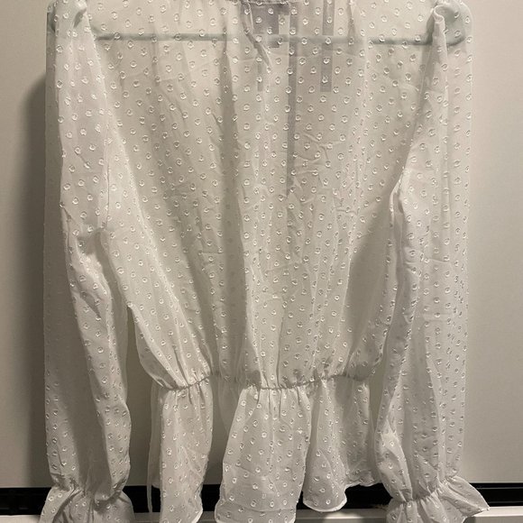 Aqua white polka-dot wrap blouse - Picture 3 of 3